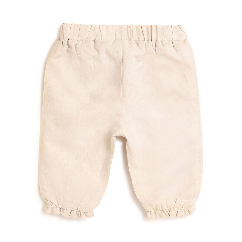 Girls Beige Solid Trouser image number 1